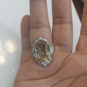 Vintage 585 ABC 14K Gold White Ring With Stones Size 6 10 Grams